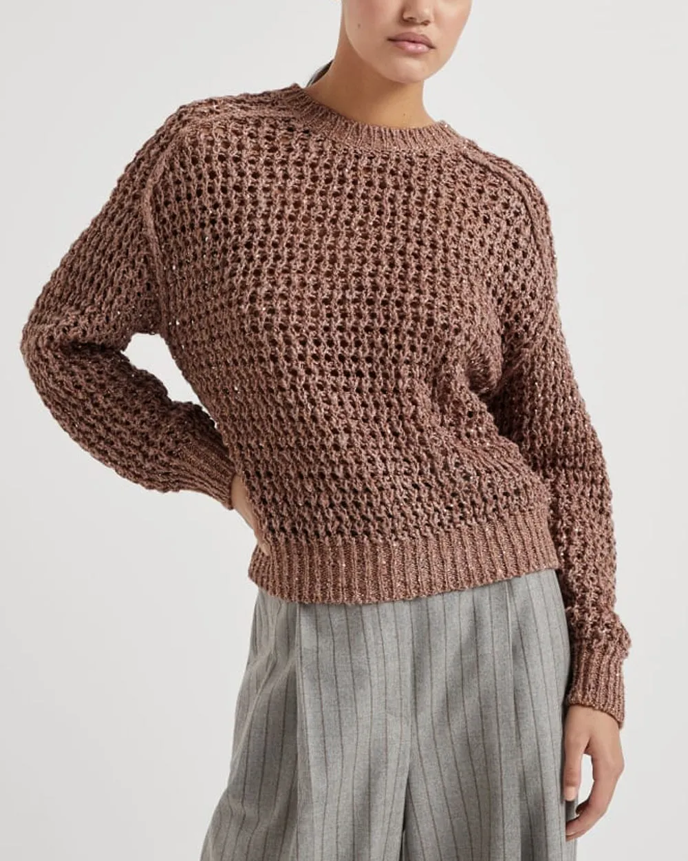 Rose Diamond Net Knit Pullover