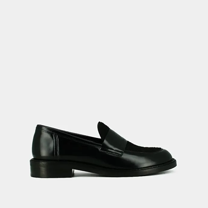 Round-toed college loafers - Jonak x Schott in black glazed leather