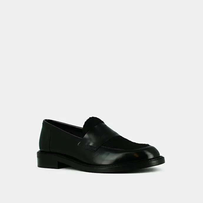 Round-toed college loafers - Jonak x Schott in black glazed leather