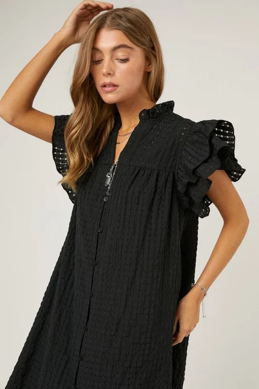 RUFFLE DETAILS BABYDOLL DRESS