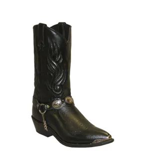 Sage Mens 12in Concho Bracelet Black Cowhide Cowboy Boots