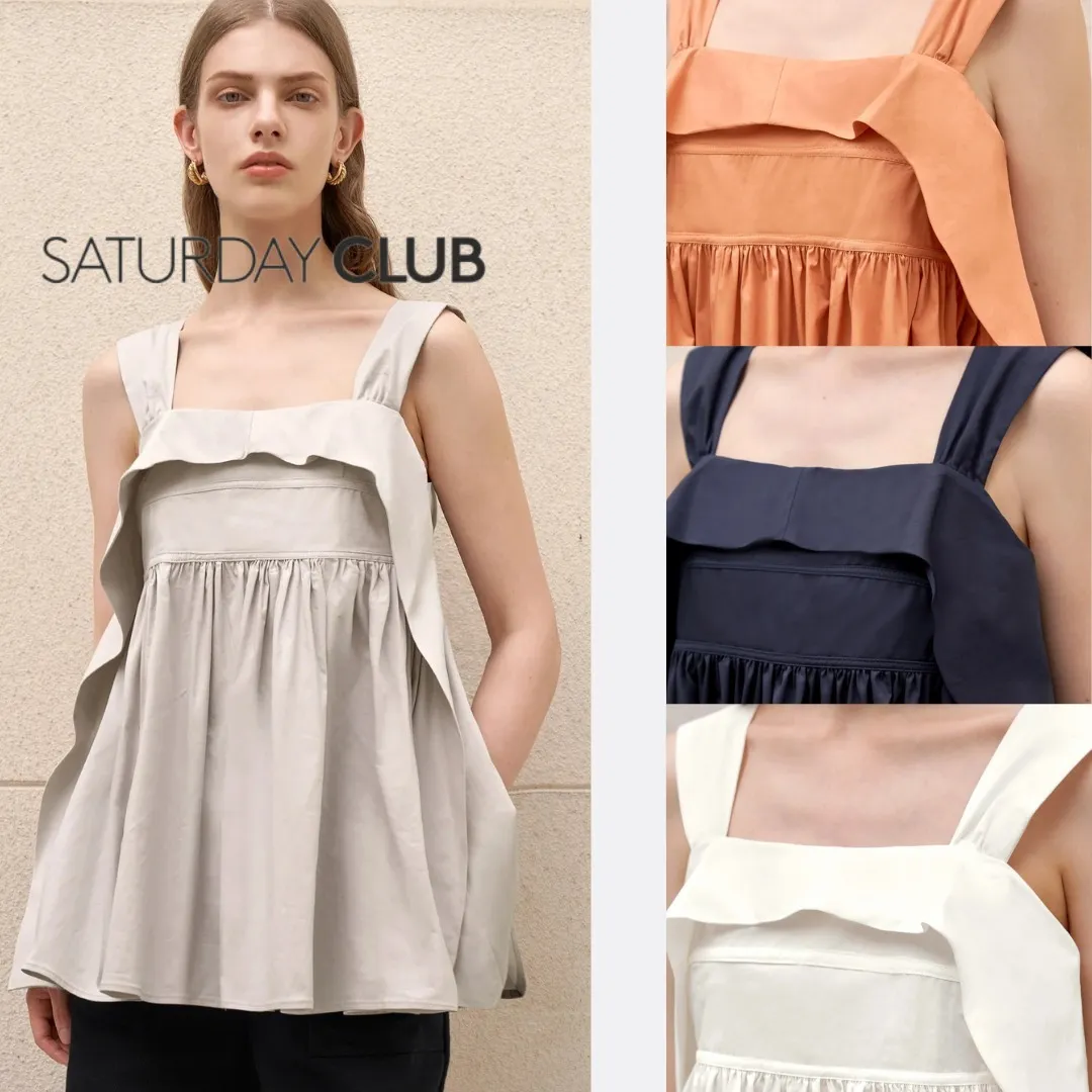 SaturdayClub  |Casual Style Blended Fabrics Sleeveless Office Style