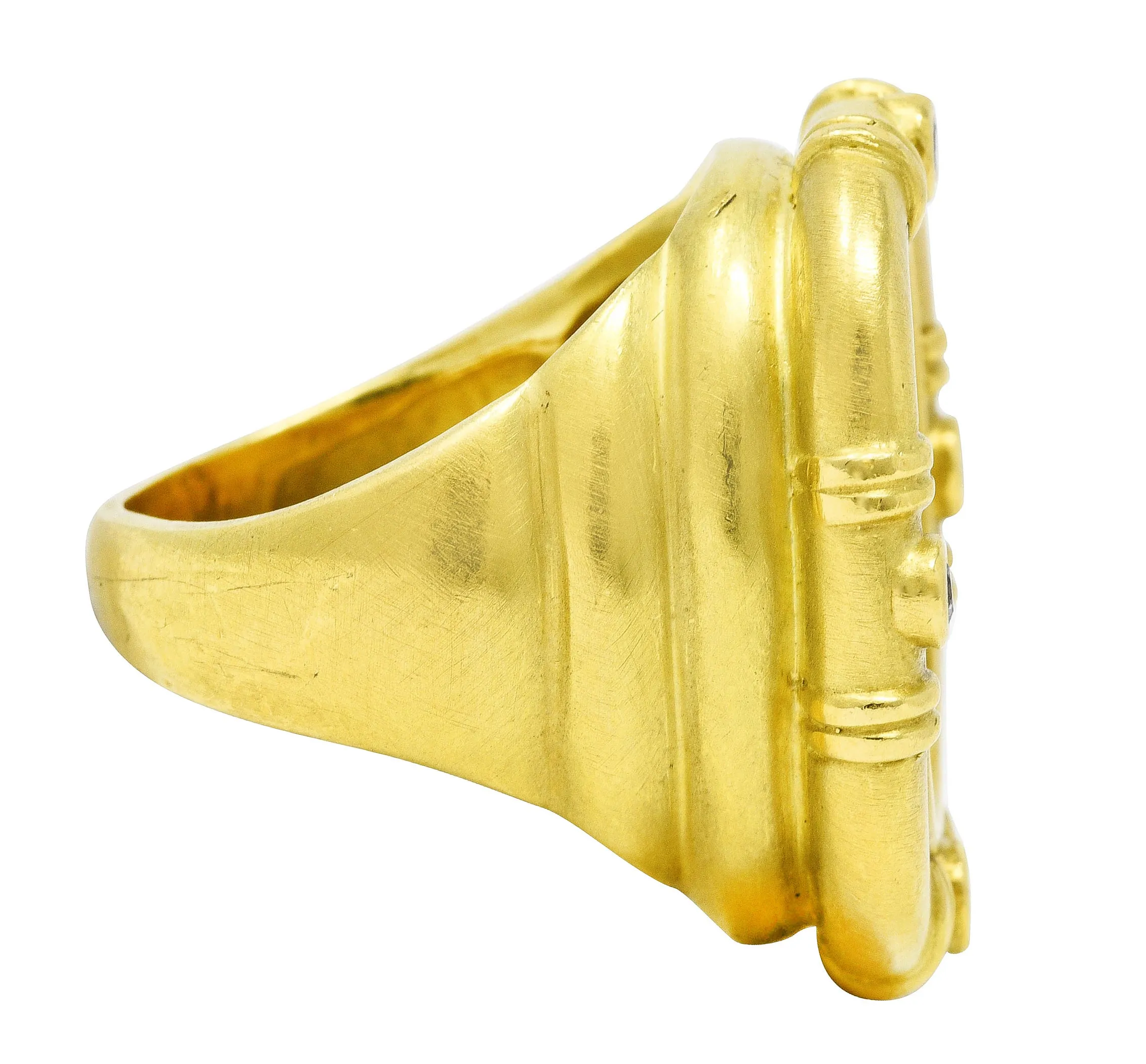 SeidenGang Vintage Diamond 18 Karat Yellow Gold Classic Nike Cameo Ring