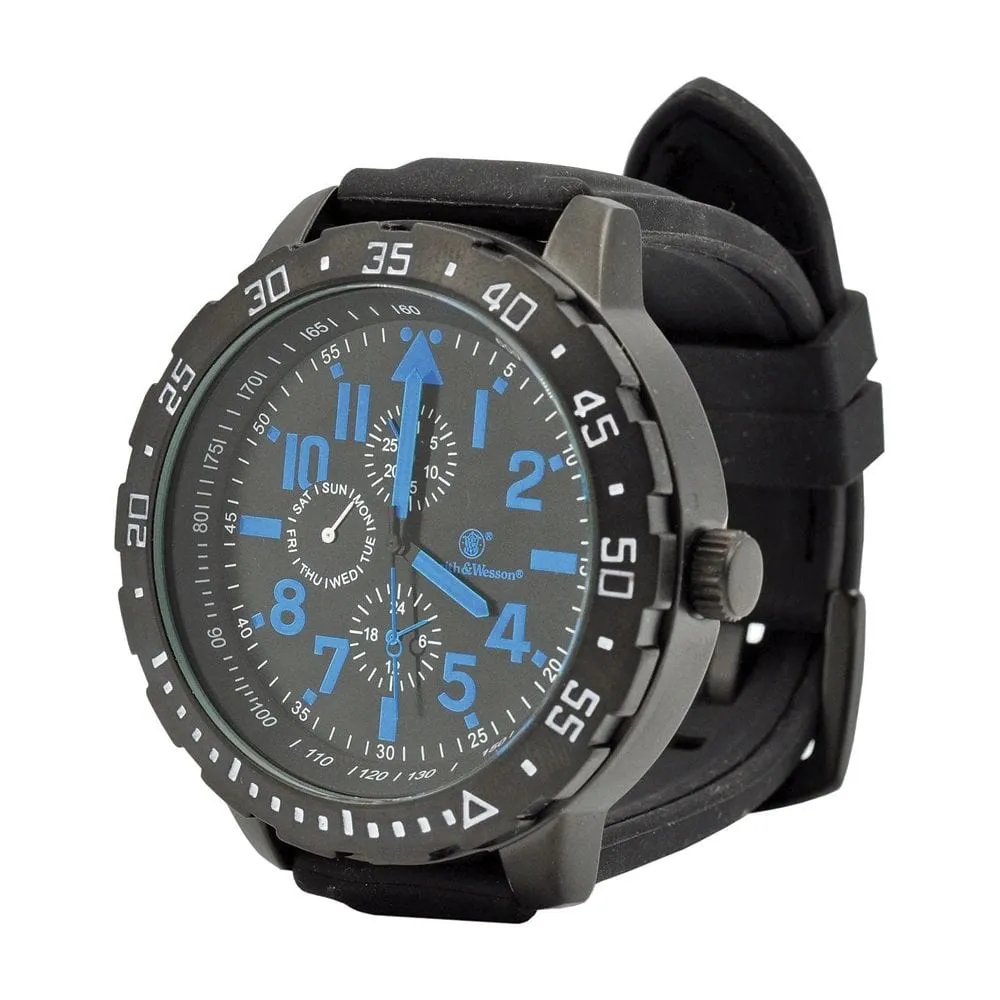 Smith & Wesson Men's Calibrator Watch Blue and Black Rubber Strap 51mm