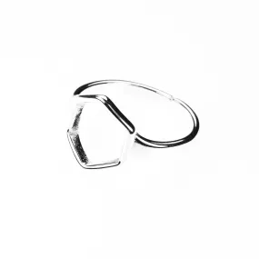 Solid White Gold Simple Polygon Ring Modern Ladies Design SM60