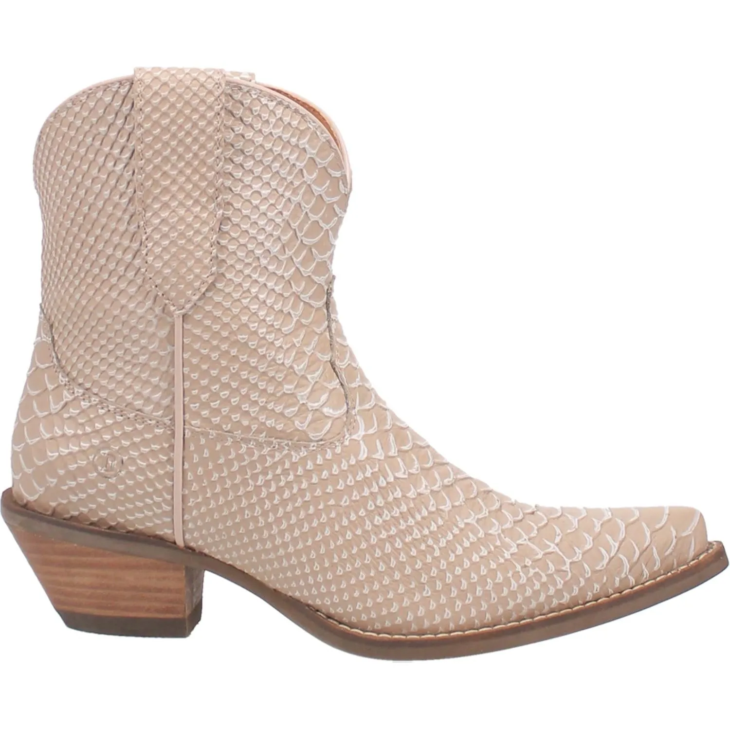 Sorta Sweet Sand Faux Snakeskin Print Booties (DS)