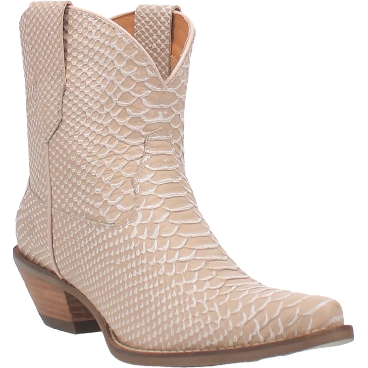 Sorta Sweet Sand Faux Snakeskin Print Booties (DS)