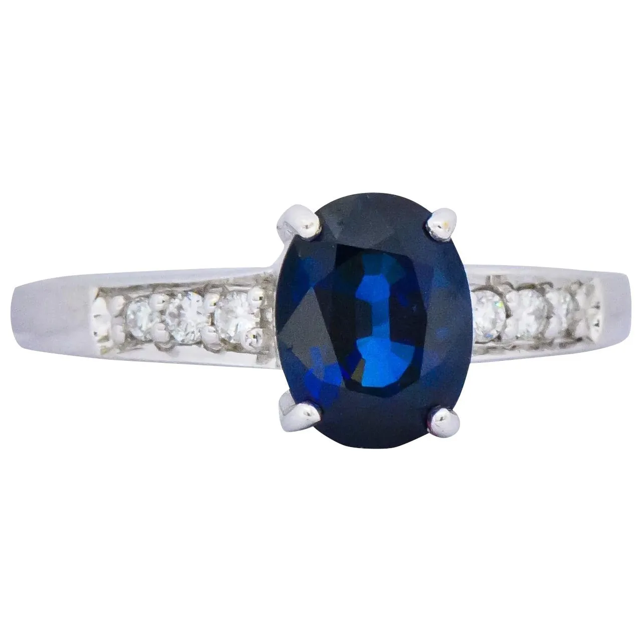 Splendid Contemporary 1.60 CTW Sapphire Diamond 18 Karat White Gold Ring