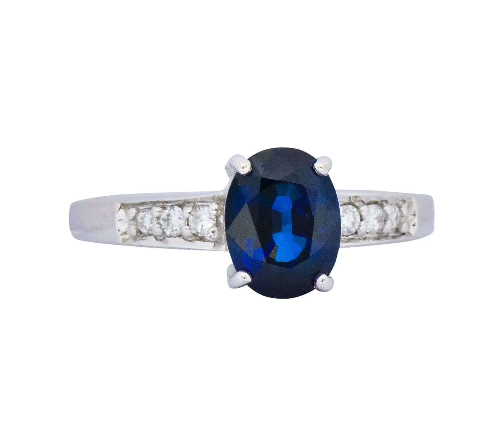 Splendid Contemporary 1.60 CTW Sapphire Diamond 18 Karat White Gold Ring