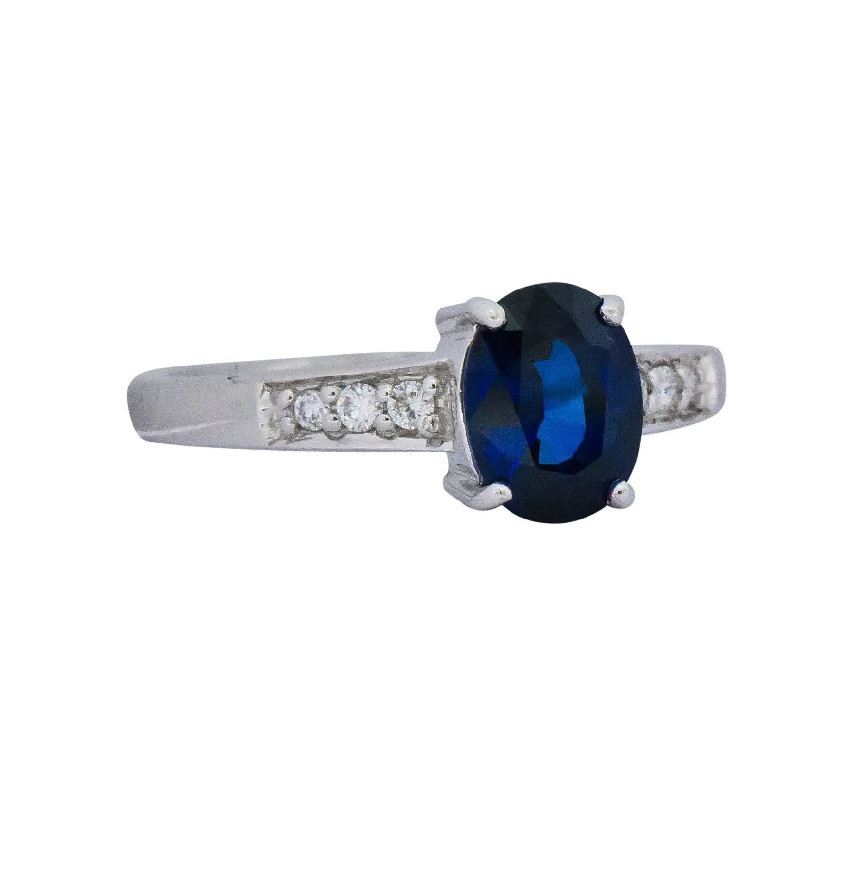 Splendid Contemporary 1.60 CTW Sapphire Diamond 18 Karat White Gold Ring