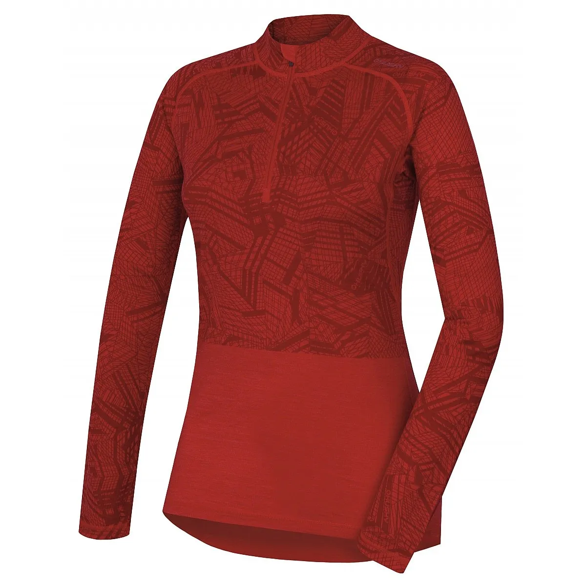 T-Shirt Husky Merino 100 Zip LS - Red - women´s