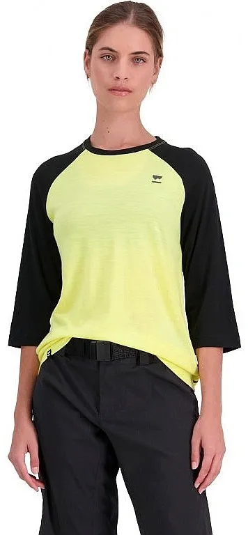 T-Shirt Mons Royale Tarn Merino Shift Raglan - Black/Limelight - women´s