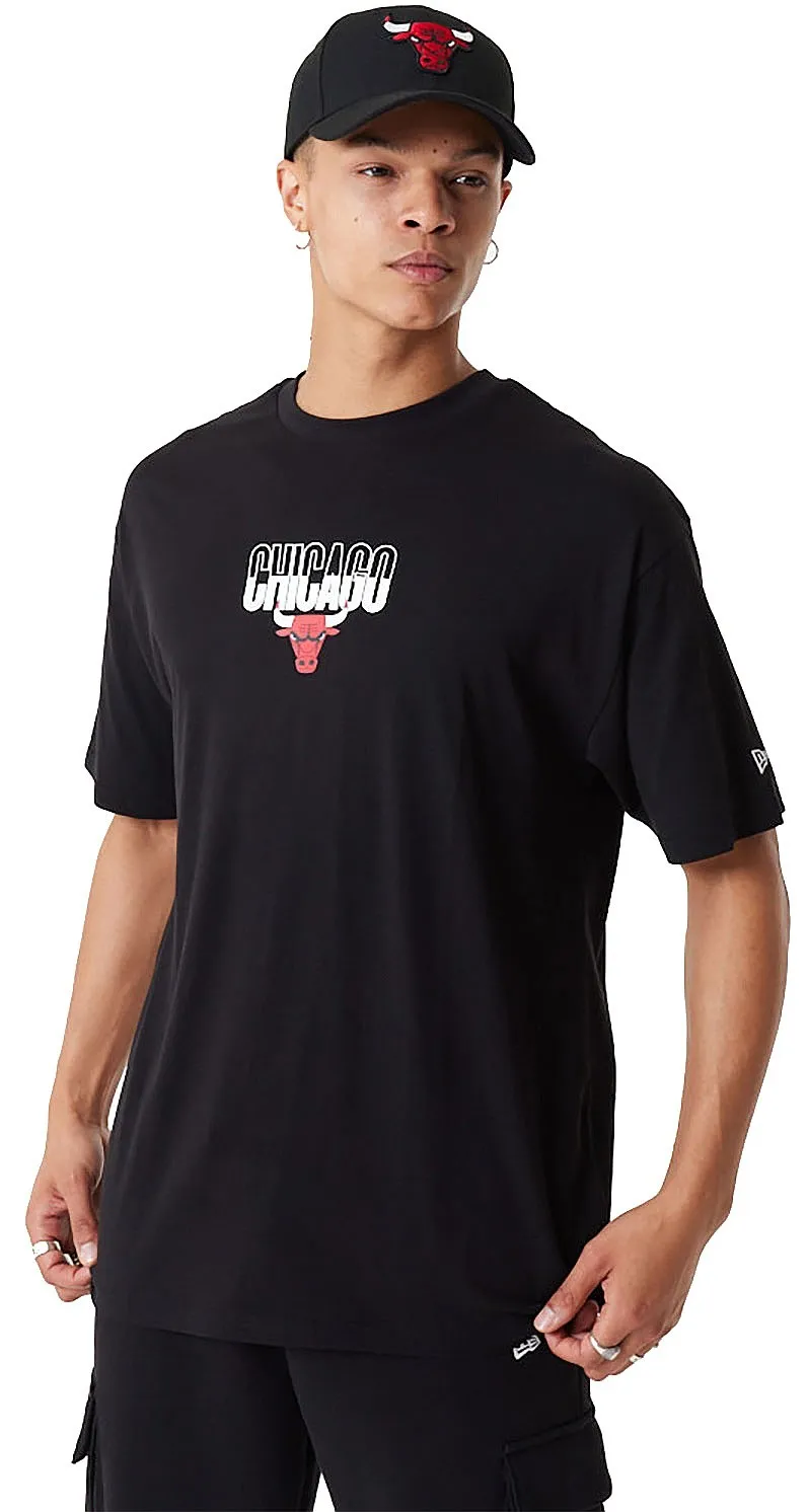 T-Shirt New Era City Graphic BP Oversized NBA Chicago Bulls - Black/Faded Red - men´s