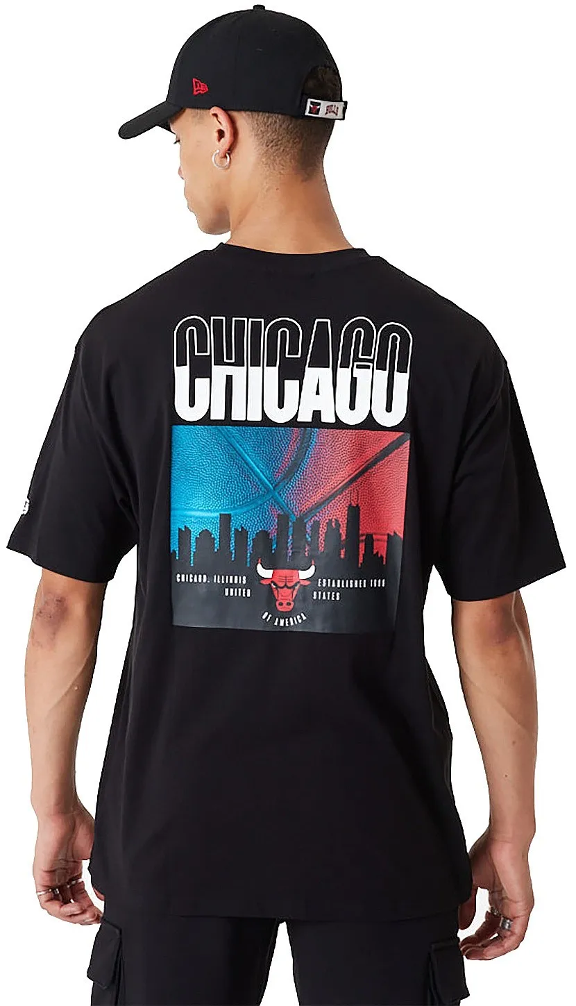 T-Shirt New Era City Graphic BP Oversized NBA Chicago Bulls - Black/Faded Red - men´s