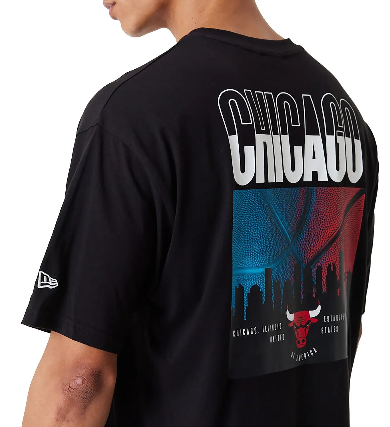 T-Shirt New Era City Graphic BP Oversized NBA Chicago Bulls - Black/Faded Red - men´s