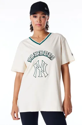 T-Shirt New Era Graphic MLB New York Yankees - Light Creme/Navy - women´s