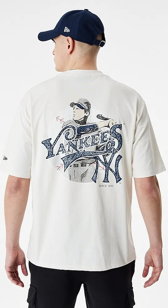 T-Shirt New Era Player Graphic OS MLB New York Yankees - Off White/Navy - men´s