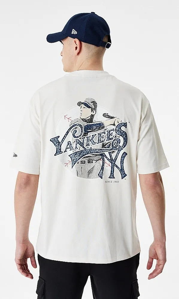 T-Shirt New Era Player Graphic OS MLB New York Yankees - Off White/Navy - men´s