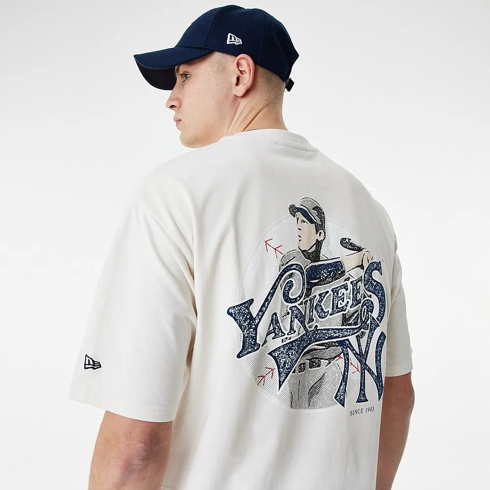 T-Shirt New Era Player Graphic OS MLB New York Yankees - Off White/Navy - men´s