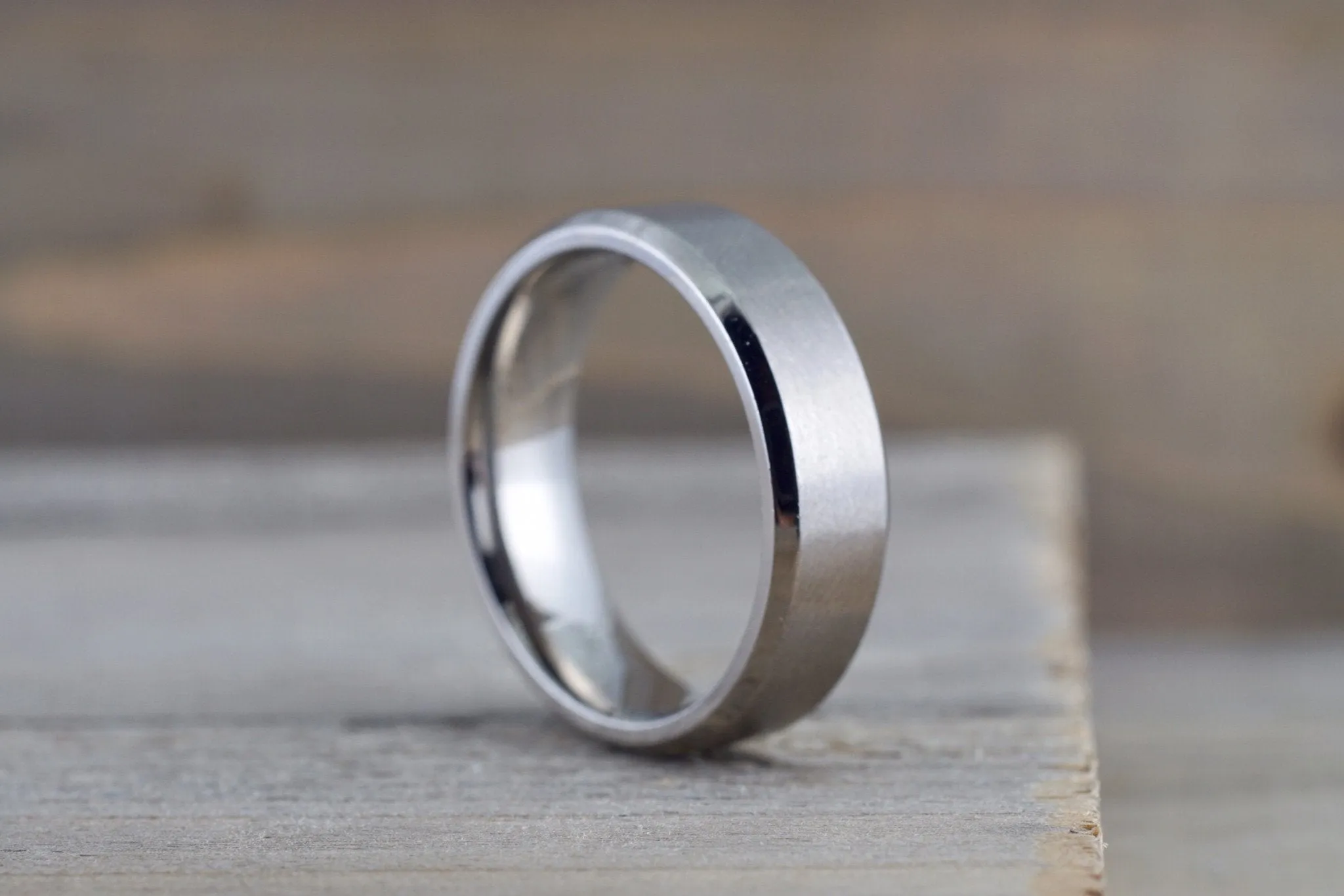 Titanium 8mm Matte Finish Beveled Edge Men's Ring