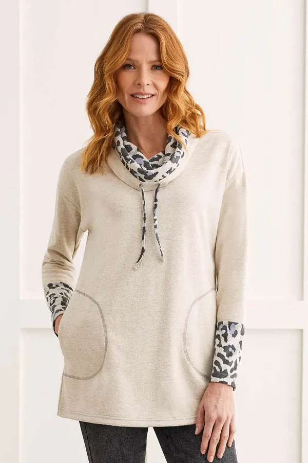 Tribal Fuzzy Cowl Neck Tunic