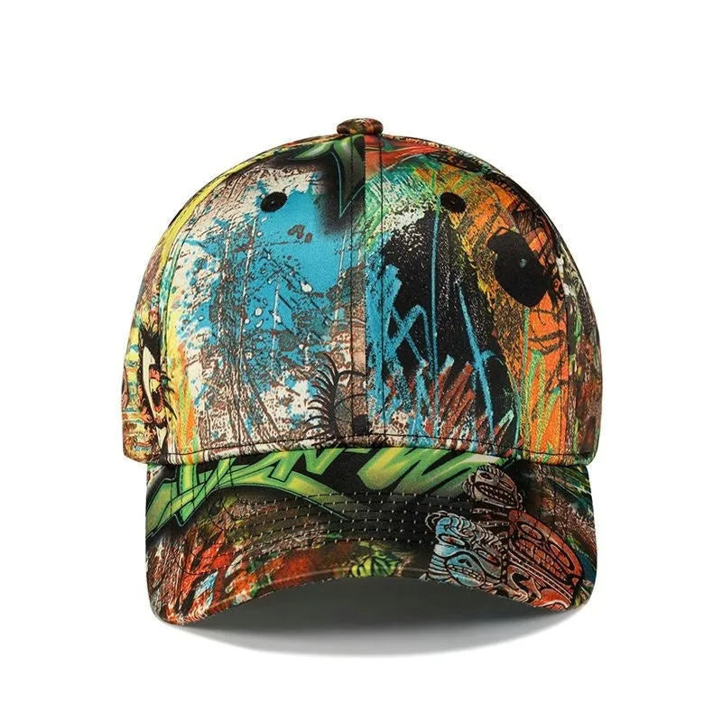 Unisex Casual Fitted Curved Peak Graffiti Hip Hop Baseball Cap