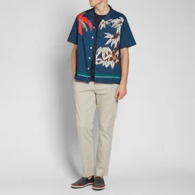 Valentino Short Sleeve Bowling ShirtBlue Palm