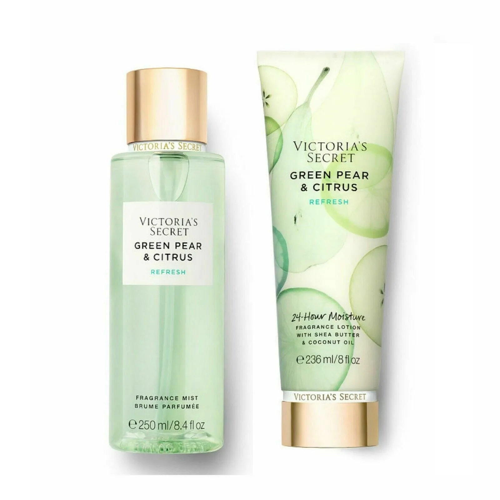 Victoria's Secret Green Pear & Citrus Body Mist & Body Lotion 2-PACK