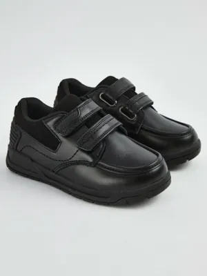 Wide Fit Black Leather Double Strap School Shoes | School | George at ASDA