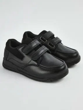 Wide Fit Black Leather Double Strap School Shoes | School | George at ASDA