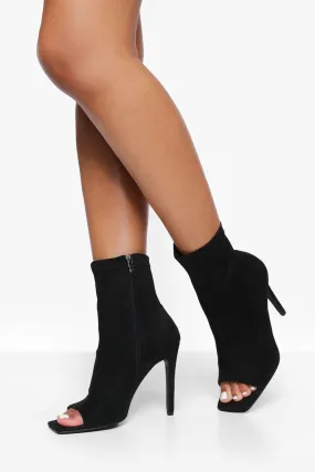 Wide Width Peep Toe Sock Boots