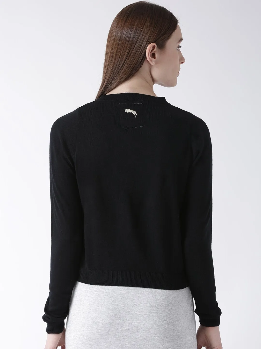 Women Cotton Casual Long Sleeve  Black Winter Sweaters